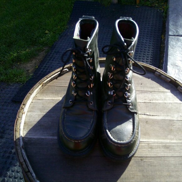 VTG CABELAS MOC TOE GORETEX GREEN LEATHER KANGAROO BOOTS RED THINSULATE 8 M RARE - Picture 1 of 8